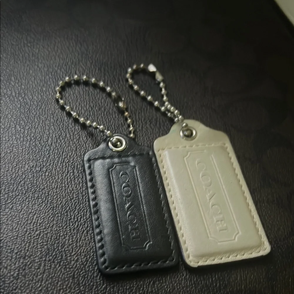 Coach Black and Cream Leather Tags